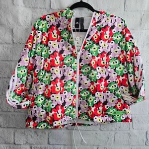 Adidas Merimekko Primegreen Colorful Floral Windbreaker Jacket NWT Small